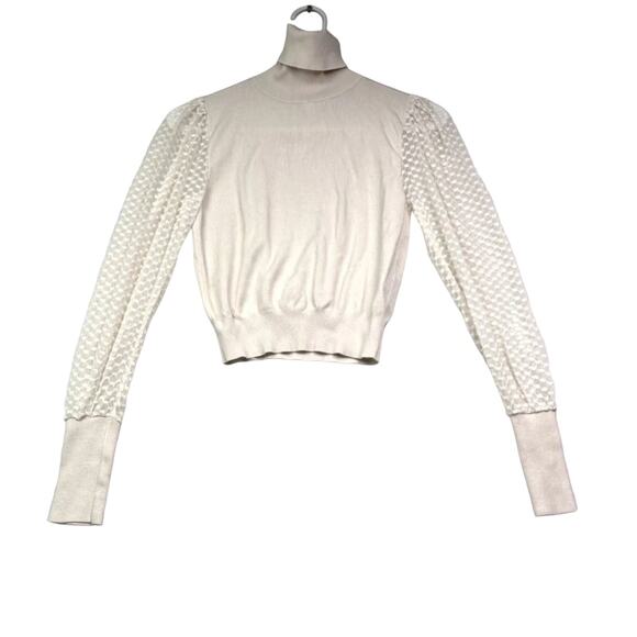 Zara Sweater Womens Small IVory Long Sleeve Turtleneck Knit - Picture 1 of 9